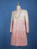 Ivory And Pink Geometric Floral Embroidered Cotton Sherwani - Diadem