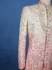 Ivory And Pink Geometric Floral Embroidered Cotton Sherwani - Diadem