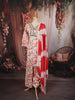 Ivory Cream Abstract Printed and Mirror Embroidered Design Pure Cotton Straight Cut Salwar Suit with Matching Dupatta