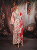 Ivory Cream Abstract Printed and Mirror Embroidered Design Pure Cotton Straight Cut Salwar Suit with Matching Dupatta