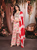 Ivory Cream Abstract Printed and Mirror Embroidered Design Pure Cotton Straight Cut Salwar Suit with Matching Dupatta