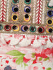 Ivory Cream Abstract Printed and Mirror Embroidered Design Pure Cotton Straight Cut Salwar Suit with Matching Dupatta