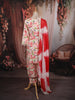 Ivory Cream Abstract Printed and Mirror Embroidered Design Pure Cotton Straight Cut Salwar Suit with Matching Dupatta