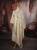 Ivory Cream Beads Embroidered Design Tissue Silk Straight Cut Salwar Suit with Matching Dupatta