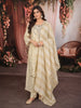 Ivory Cream Beads Embroidered Design Tissue Silk Straight Cut Salwar Suit with Matching Dupatta