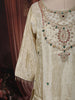 Ivory Cream Beads Embroidered Design Tissue Silk Straight Cut Salwar Suit with Matching Dupatta