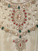 Ivory Cream Beads Embroidered Design Tissue Silk Straight Cut Salwar Suit with Matching Dupatta