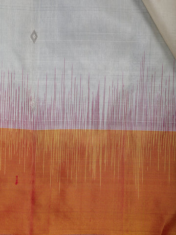 Ivory Cream Diamond motifs Zari Woven Soft Silk Saree - Diadem