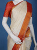 Ivory Cream Diamond motifs Zari Woven Soft Silk Saree - Diadem