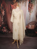 Ivory Cream Floral Beads Embroidered Design Pure Cotton Party Wear Straight Cut Salwar Suit with Matching Dupatta