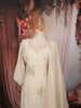 Ivory Cream Floral Beads Embroidered Design Pure Cotton Party Wear Straight Cut Salwar Suit with Matching Dupatta