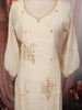 Ivory Cream Floral Beads Embroidered Design Pure Cotton Party Wear Straight Cut Salwar Suit with Matching Dupatta