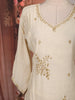 Ivory Cream Floral Beads Embroidered Design Pure Cotton Party Wear Straight Cut Salwar Suit with Matching Dupatta