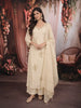 Ivory Cream Floral Beads Embroidered Design Pure Cotton Party Wear Straight Cut Salwar Suit with Matching Dupatta
