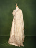 Ivory Cream Floral Beads and Zari Embroidered Design Banarasi Silk Bridal Lehenga with Matching Dupatta