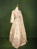 Ivory Cream Floral Beads and Zari Embroidered Design Banarasi Silk Bridal Lehenga with Matching Dupatta