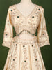 Ivory Cream Floral Beads and Zari Embroidered Design Banarasi Silk Bridal Lehenga with Matching Dupatta