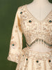 Ivory Cream Floral Beads and Zari Embroidered Design Banarasi Silk Bridal Lehenga with Matching Dupatta