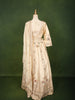 Ivory Cream Floral Beads and Zari Embroidered Design Banarasi Silk Bridal Lehenga with Matching Dupatta