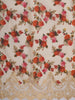 Ivory Cream Floral Printed Design Chiffon Party Wear Saree with Scalloped Border