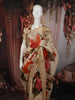 Ivory Cream Floral Printed Design Chiffon Party Wear Saree with Scalloped Border