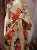 Ivory Cream Floral Printed Design Chiffon Party Wear Saree with Scalloped Border