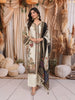 Ivory Cream Floral Printed Design Crepe Silk Straight Cut Salwar Suit with Matching Dupatta