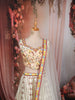 Ivory Cream Floral Printed and Stone Embellished Design Raw Silk Bridesmaid Lehenga Choli with Matching Dupatta