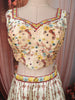Ivory Cream Floral Printed and Stone Embellished Design Raw Silk Bridesmaid Lehenga Choli with Matching Dupatta