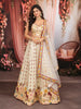 Ivory Cream Floral Printed and Stone Embellished Design Raw Silk Bridesmaid Lehenga Choli with Matching Dupatta
