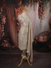 Ivory Cream Floral Thread Embroidered Design Chiffon Straight Cut Salwar Suit with Matching Designer Dupatta