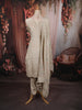 Ivory Cream Floral Thread Embroidered Design Chiffon Straight Cut Salwar Suit with Matching Designer Dupatta