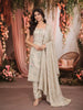 Ivory Cream Floral Thread Embroidered Design Chiffon Straight Cut Salwar Suit with Matching Designer Dupatta