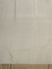 Ivory Cream Horizontal Striped and Floral Woven Design Semi Silk Festive Saree with Striped Border