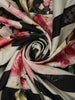 Ivory Cream Horizontal Striped and Floral Woven Design Semi Silk Festive Saree with Striped Border