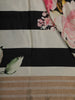 Ivory Cream Horizontal Striped and Floral Woven Design Semi Silk Festive Saree with Striped Border
