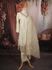 Ivory Cream Mirror Embroidered Design Tissue Silk Straight Cut Salwar Suit with Matching Dupatta