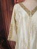 Ivory Cream Mirror Embroidered Design Tissue Silk Straight Cut Salwar Suit with Matching Dupatta