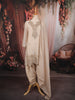 Ivory Cream Paisley Sequins and Beads Embroidered Design Tissue Silk Straight Cut Salwar Suit with Matching Dupatta