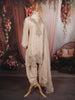 Ivory Cream Paisley Sequins and Beads Embroidered Design Tissue Silk Straight Cut Salwar Suit with Matching Dupatta