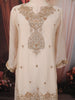 Ivory Cream Paisley Sequins and Beads Embroidered Design Tissue Silk Straight Cut Salwar Suit with Matching Dupatta