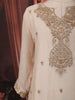 Ivory Cream Paisley Sequins and Beads Embroidered Design Tissue Silk Straight Cut Salwar Suit with Matching Dupatta