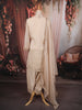 Ivory Cream Paisley Sequins and Beads Embroidered Design Tissue Silk Straight Cut Salwar Suit with Matching Dupatta