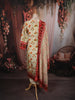 Ivory Cream Patola Floral Printed and Sequins Embroidered Design Crepe Silk Straight Cut Salwar Suit with Matching Dupatta