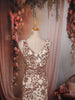 Ivory Cream Ro se Gold Floral Sequins Embroidered Design Mermaid Net Party Wear Gown