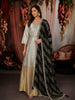 Ivory Cream Sequins and Beads Embroidered Design Tissue Silk Gown with Contrast Stripes Dupatta