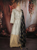 Ivory Cream Sequins and Beads Embroidered Design Tissue Silk Gown with Contrast Stripes Dupatta