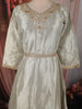 Ivory Cream Sequins and Beads Embroidered Design Tissue Silk Gown with Contrast Stripes Dupatta