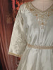 Ivory Cream Sequins and Beads Embroidered Design Tissue Silk Gown with Contrast Stripes Dupatta