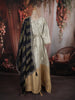 Ivory Cream Sequins and Beads Embroidered Design Tissue Silk Gown with Contrast Stripes Dupatta